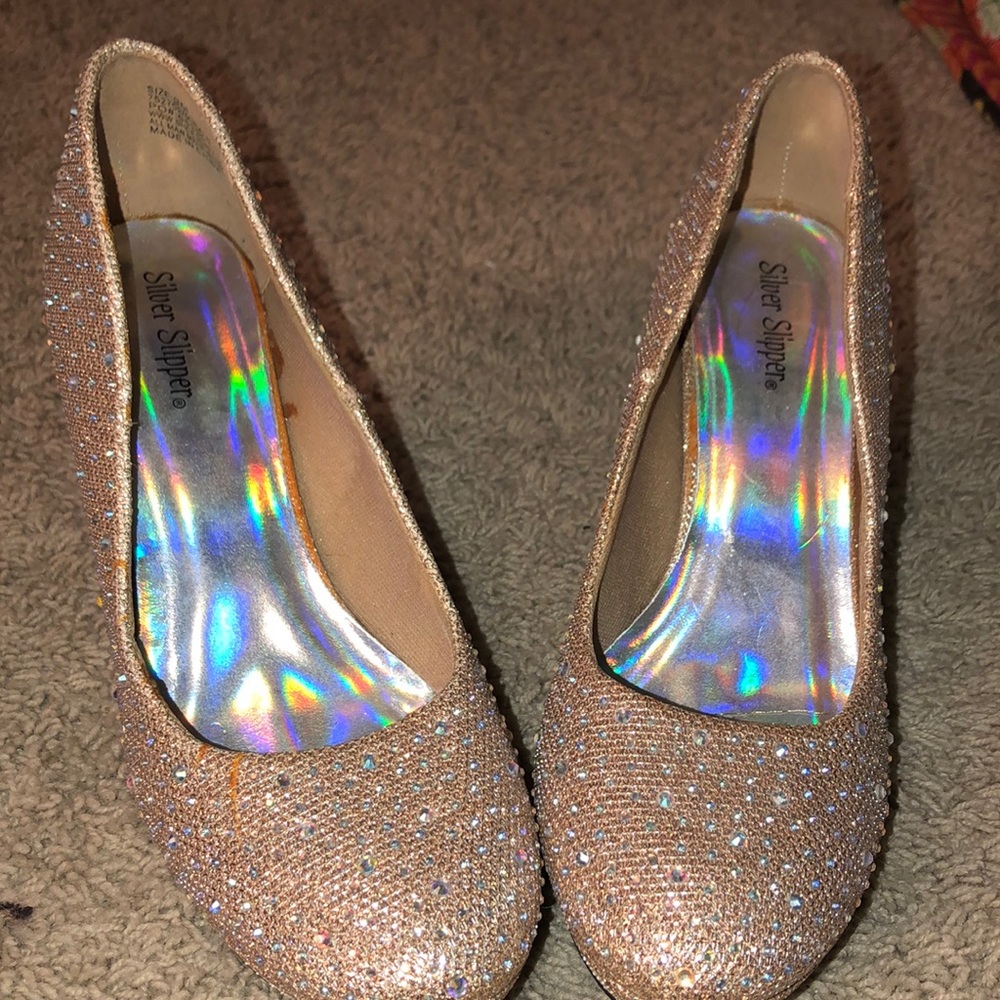 Gold bedazzled heels